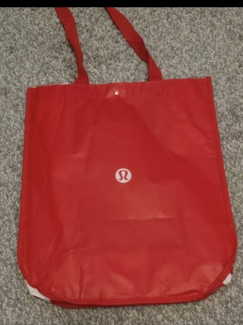 Lululemon Red Reusable Tote Bag Large Logo Shopper Carryall Gym Grocery 💵